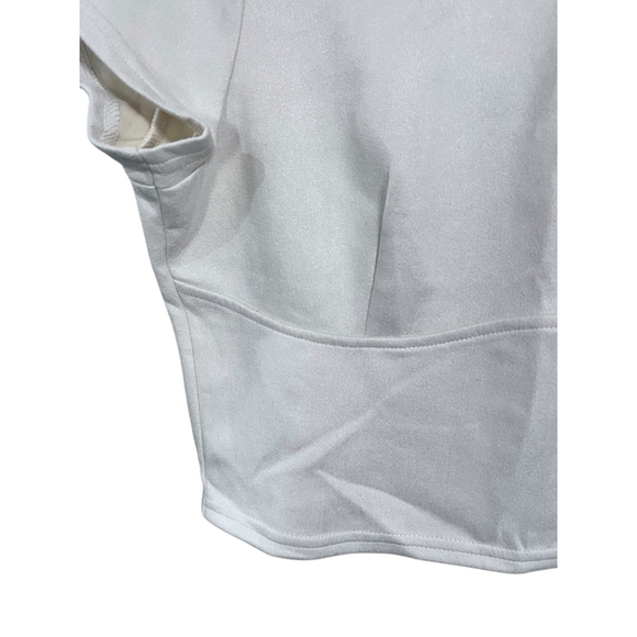 Le Lis NWT Anthropologie Cream Short Sleeve Cropped Size XL Peekaboo Back Soft - Picture 3 of 5